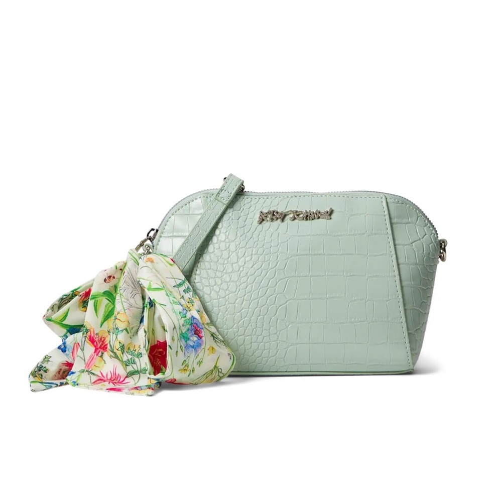 Betsey Johnson SeaFoam Green Crossbody w/ Scarf and Chain Strap